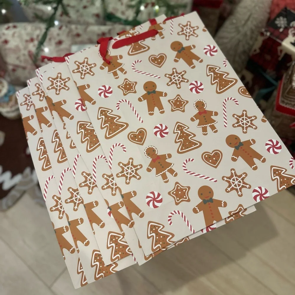 5 X Target dollar spot bullseye wondershop gingerbread man girl gift bag